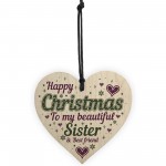 Christmas Sister Friendship Gifts Wooden Heart Tree Decoration
