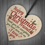 Best Friend Christmas Card Gifts Friendship Friend Wooden Heart 