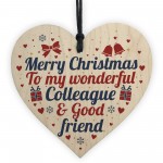 Christmas Colleague Friendship Gifts Secret Santa Wooden Heart 
