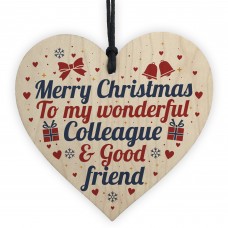 Christmas Colleague Friendship Gifts Secret Santa Wooden Heart 