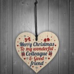 Christmas Colleague Friendship Gifts Secret Santa Wooden Heart 