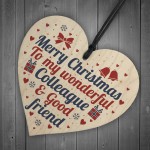Christmas Colleague Friendship Gifts Secret Santa Wooden Heart 