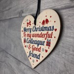 Christmas Colleague Friendship Gifts Secret Santa Wooden Heart 