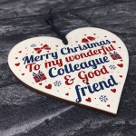 Christmas Colleague Friendship Gifts Secret Santa Wooden Heart 