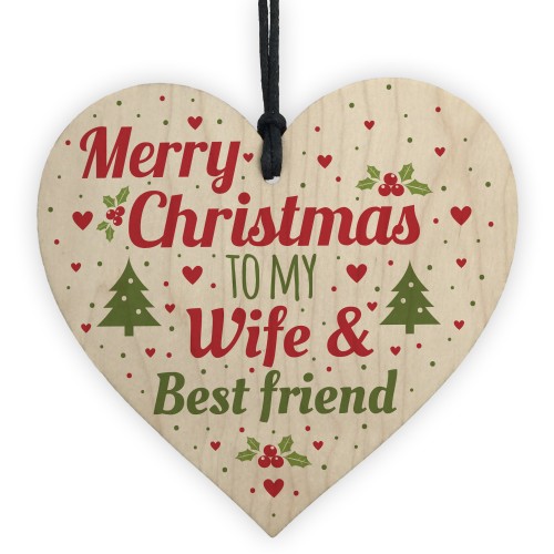 Christmas Gift For Wife Best Friend Wood Heart Tree Decoration
