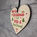 Christmas Gift For Wife Best Friend Wood Heart Tree Decoration