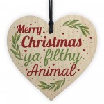 Christmas Filthy Animal Novelty Tree Decoration Wooden Bauble 