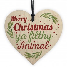 Christmas Filthy Animal Novelty Tree Decoration Wooden Bauble 