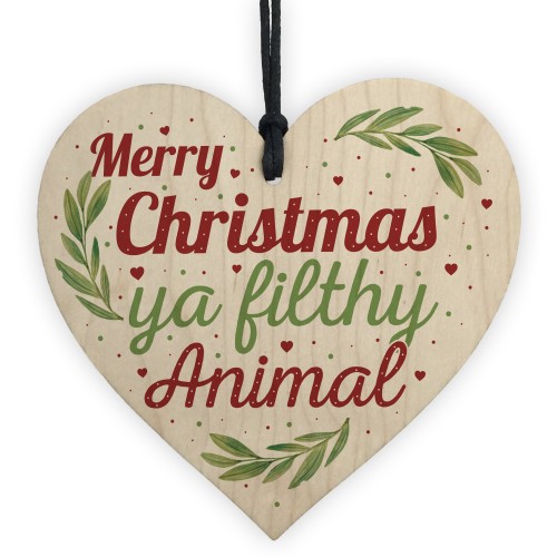 Christmas Filthy Animal Novelty Tree Decoration Wooden Bauble 