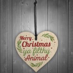 Christmas Filthy Animal Novelty Tree Decoration Wooden Bauble 