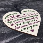 Mum Memorial Plaque Christmas Bauble Grave Wooden Hanging Heart 