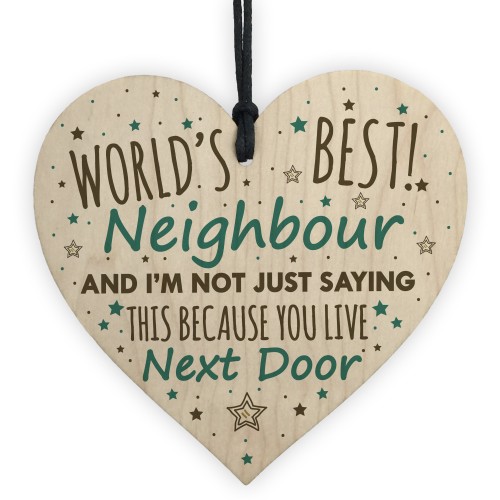 Christmas Best Neighbour Gifts Wooden Heart Keepsake Plaque