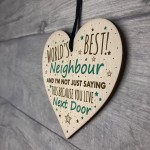 Christmas Best Neighbour Gifts Wooden Heart Keepsake Plaque