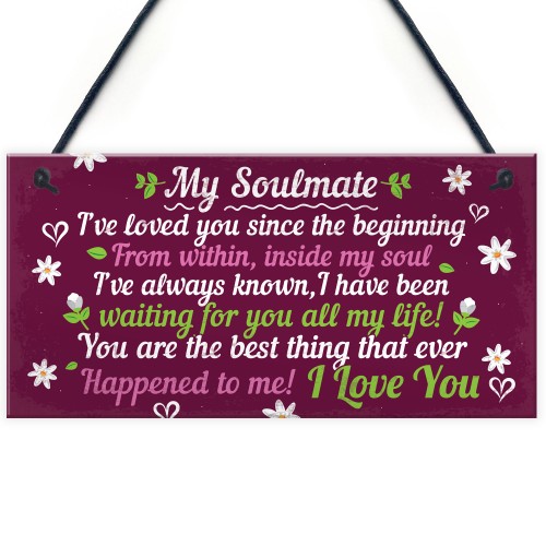 Soulmate Gifts For Him Her Plaque Anniversary Gift Wife Husband