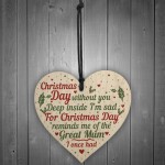 Great Mum Memorial Christmas Tree Bauble Wooden Hanging Heart