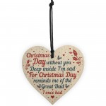 Great Dad Memorial Christmas Tree Bauble Wood Hanging Heart Sign