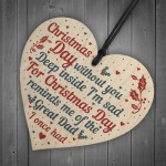 Great Dad Memorial Christmas Tree Bauble Wood Hanging Heart Sign
