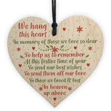 MUM DAD NAN Memorial Christmas Tree Bauble Wood Hanging Heart