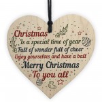 Christmas Friendship Family Bauble Tree Decoration Wooden Heart