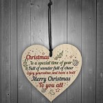 Christmas Friendship Family Bauble Tree Decoration Wooden Heart