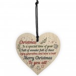 Christmas Friendship Family Bauble Tree Decoration Wooden Heart