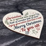 Christmas Friendship Family Bauble Tree Decoration Wooden Heart