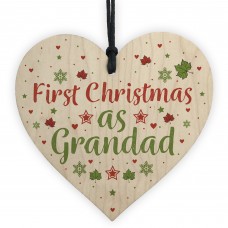 First Christmas Grandad Gift Wooden Heart Tree Bauble Decoration