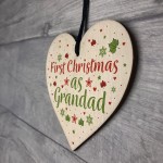 First Christmas Grandad Gift Wooden Heart Tree Bauble Decoration