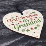 First Christmas Grandad Gift Wooden Heart Tree Bauble Decoration