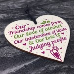 Alcohol Friendship Gift Wood Heart Plaque Funny Best Friend Gift