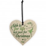 Gin Novelty Christmas Gift Tree Bauble Decoration Wooden Heart
