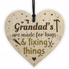 Grandad Novelty Gifts Wood Heart Grandad Christmas Birthday Card