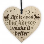 Friendship Gift Horse Gift For Women Girls Wood Heart Door Sign
