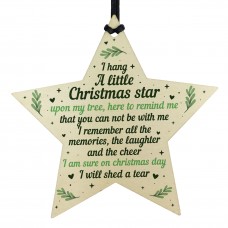 Christmas Wood Star Memorial Tree Decoration Ornament Mum Dad