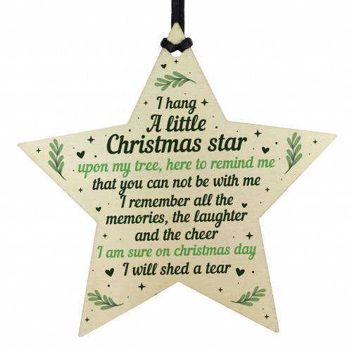 Christmas Wood Star Memorial Tree Decoration Ornament Mum Dad