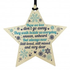 Wood Star Christmas Memorial Tree Decoration Ornament Mum Dad