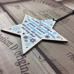 Wood Star Christmas Memorial Tree Decoration Ornament Mum Dad