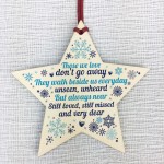 Wood Star Christmas Memorial Tree Decoration Ornament Mum Dad