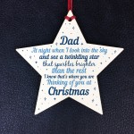 Wooden Memory Star Christmas Tree Decoration Dad Memorial