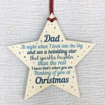 Wooden Memory Star Christmas Tree Decoration Dad Memorial