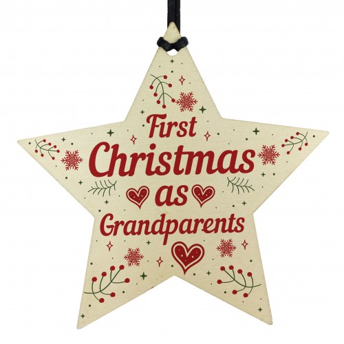 First 1st Christmas As Grandparents Tree Decoration Bauble Star