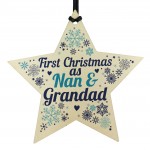 First Christmas As Nan Grandad Wood Star Christmas Bauble Gifts