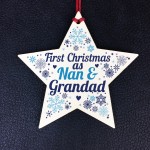 First Christmas As Nan Grandad Wood Star Christmas Bauble Gifts