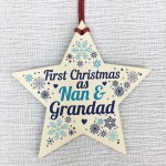 First Christmas As Nan Grandad Wood Star Christmas Bauble Gifts