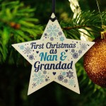 First Christmas As Nan Grandad Wood Star Christmas Bauble Gifts