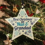 First Christmas As Nan Grandad Wood Star Christmas Bauble Gifts