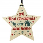 New Home Christmas Tree Wooden Star Bauble Gift Xmas Decoration