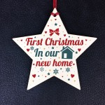 New Home Christmas Tree Wooden Star Bauble Gift Xmas Decoration