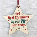 New Home Christmas Tree Wooden Star Bauble Gift Xmas Decoration