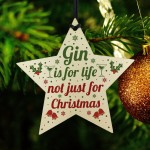 Funny Gin Novelty Christmas Gift Bauble Decoration Wooden Star